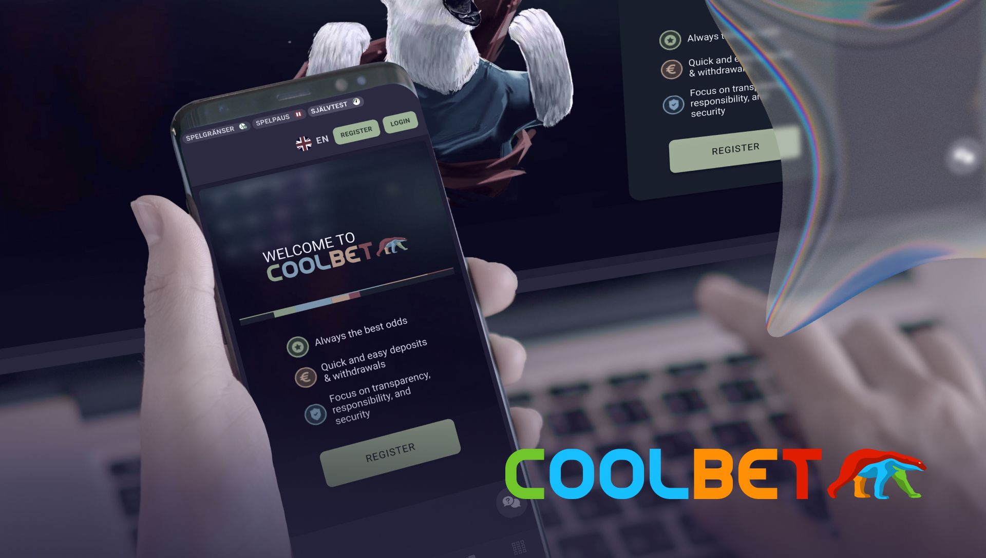Skjermbilde av Coolbet app med spillmeny