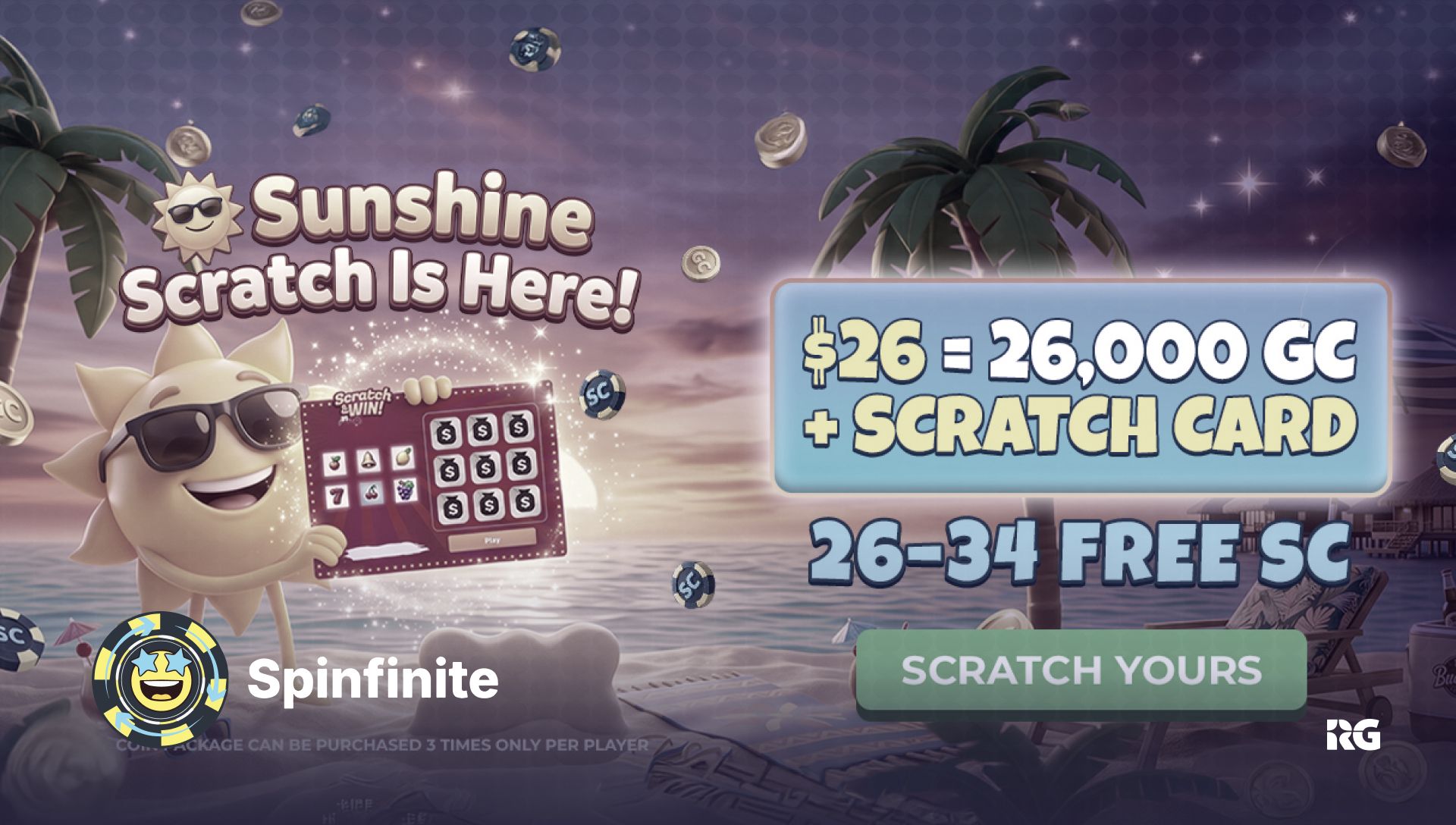 Spinfinite Bonus Bonanza: Sunshine Scratch Offer Returns Aug. 6